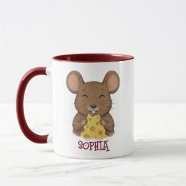 Caneca Cute Custom Name Mouse Woodland Animal Kids