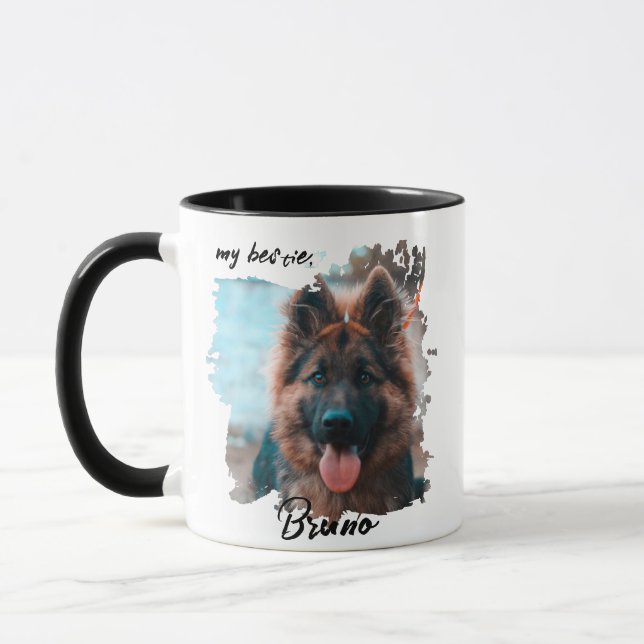 Caneca Cute Custom Typography Dog Photo Bestie Pet  (Esquerda)