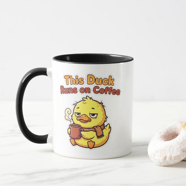 Caneca Cute Duck Coffee Mug – Funny Caffeine Lover Gift  (Com Donut)