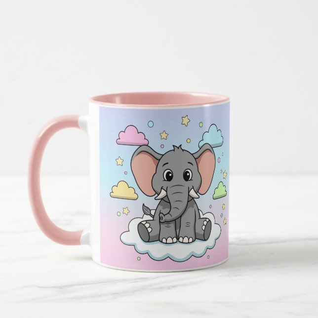 Caneca Cute Elephant on Cloud - I'm Ele-Fun-t Pun (Esquerda)