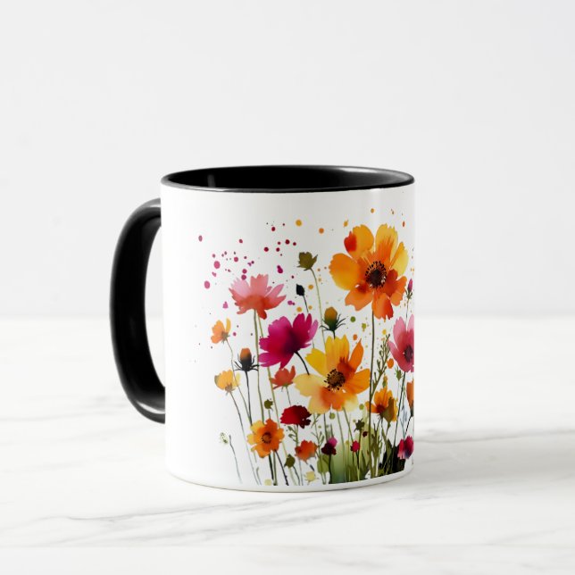 Caneca Cute forest wildlife and spring flowers coffee mug (Frente Esquerda)