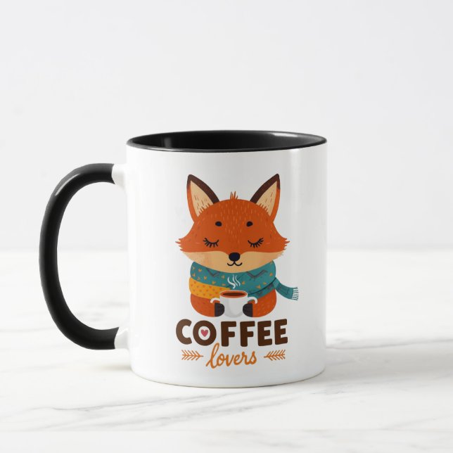 Caneca Cute Fox "Coffee Lovers" Mug | Whimsical Forest  (Esquerda)