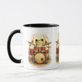 Caneca Cute Frog Drummer - Funny Animal Music Mug