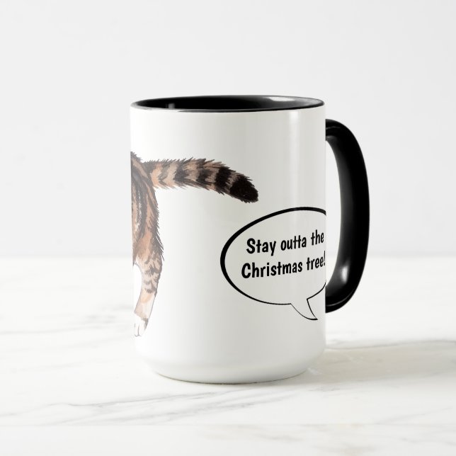 Caneca Cute Funny Stay Outta the Christmas Tree Kitten (Frente Esquerda)