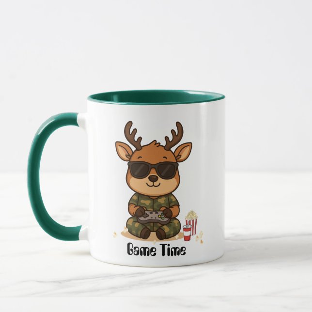 Caneca Cute Gamer Deer “Game Time” Accent Mug (Esquerda)