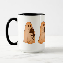 Caneca Cute Ghost and Black Cat Halloween Mug