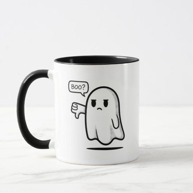 Caneca Cute Ghost Saying “Boo?” – Funny Minimal Spooky  (Esquerda)