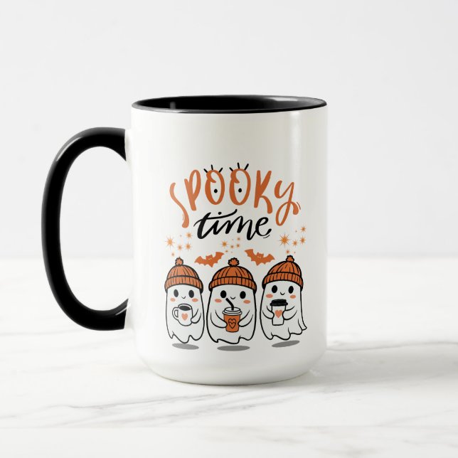 Caneca Cute Ghosts  Halloween Spooky Time (Esquerda)