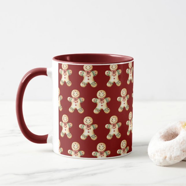 Caneca Cute Gingerbread Boy Coffee Drinking (Com Donut)