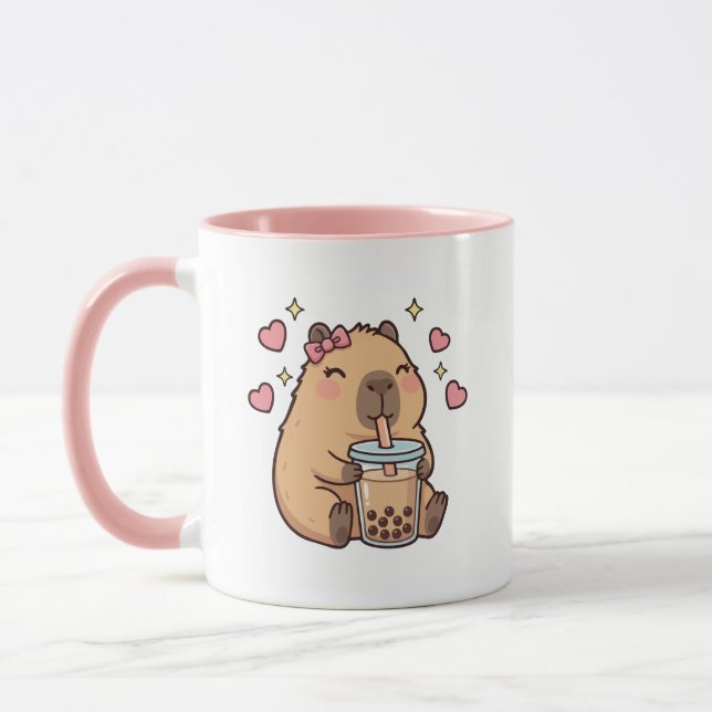 Caneca Cute Girls Capybara Ramen Kawaii Tea Kawaii Capy  (Esquerda)