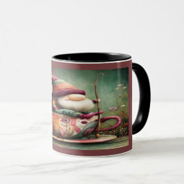 Caneca Cute Gnome Fishing in a Teacup Whimsical Mug