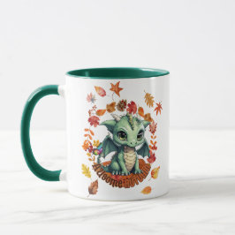 Caneca Cute Green Dragon “Autism Awesome Autumn” Design 