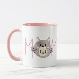Caneca Cute Grey Cat's Mother Named Blush Mothers Day 
