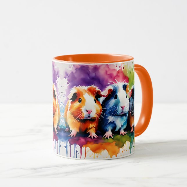 Caneca Cute guinea pigs with splashes of color (Frente Esquerda)