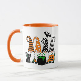 Caneca Cute Halloween Gnomes with Cauldron and Pumpkin