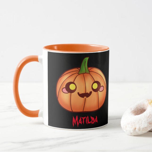 Caneca Cute Halloween Jack O Lanterna (Com Donut)