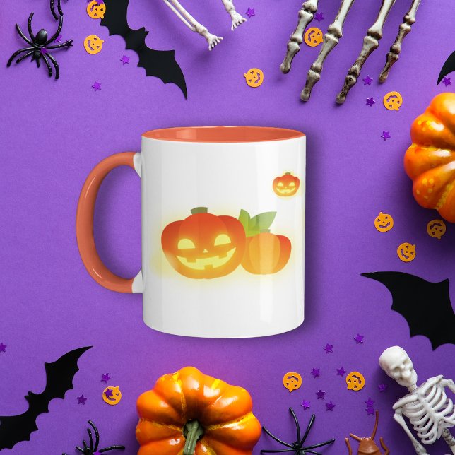 Caneca Cute Halloween Pumpkins (Criador carregado)