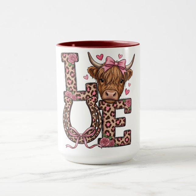 Caneca Cute Highland Cow Amor de São Valentim (Centro)