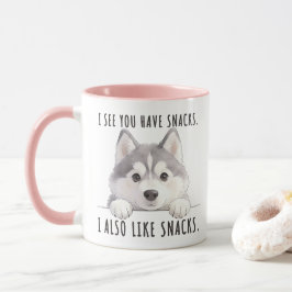 Caneca Cute Husky Dog Snacks Quote Funny Minimalist