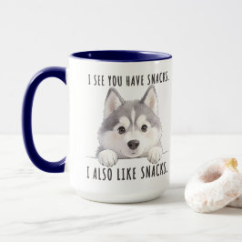 Caneca Cute Husky Dog Snacks Quote Funny Minimalist