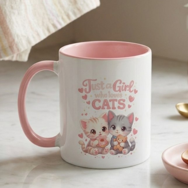 Caneca Cute Just a Girl Who Loves Cats Cute Coffee (Criador carregado)