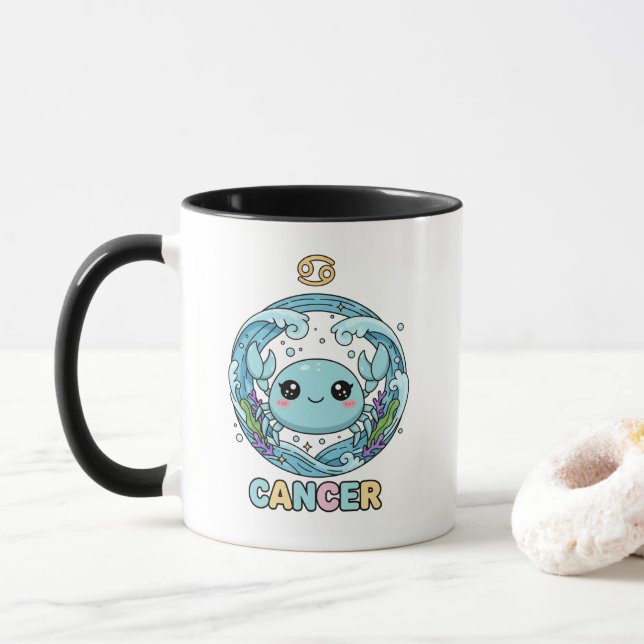 Caneca Cute Kawaii Cancer Zodiac Sign (Com Donut)