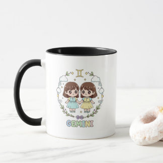 Caneca Cute Kawaii Gemini Zodiac Sign