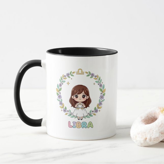 Caneca Cute Kawaii Libra Zodiac Sign (Com Donut)