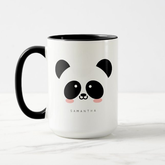 Caneca Cute Kawaii Panda | Adicione seu nome (Esquerda)