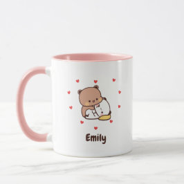 Caneca Cute Kawaii Panda | Personalizado Adicione Seu Nom