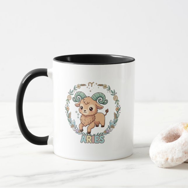 Caneca Cute Kawaii Signo do Zodíaco Áries (Com Donut)