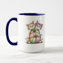 Caneca Cute Kittens Holding Pastel Heart Gift Art