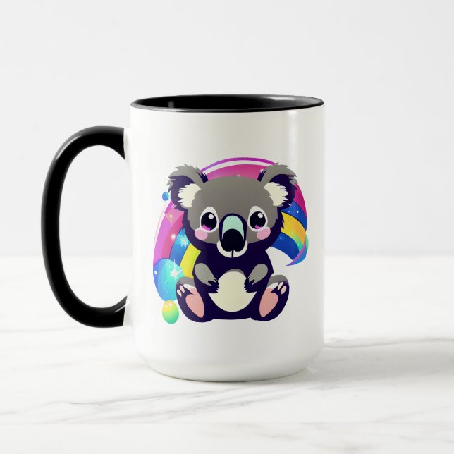 Caneca Cute Koala Bear e Rainbow Personalizados (Esquerda)