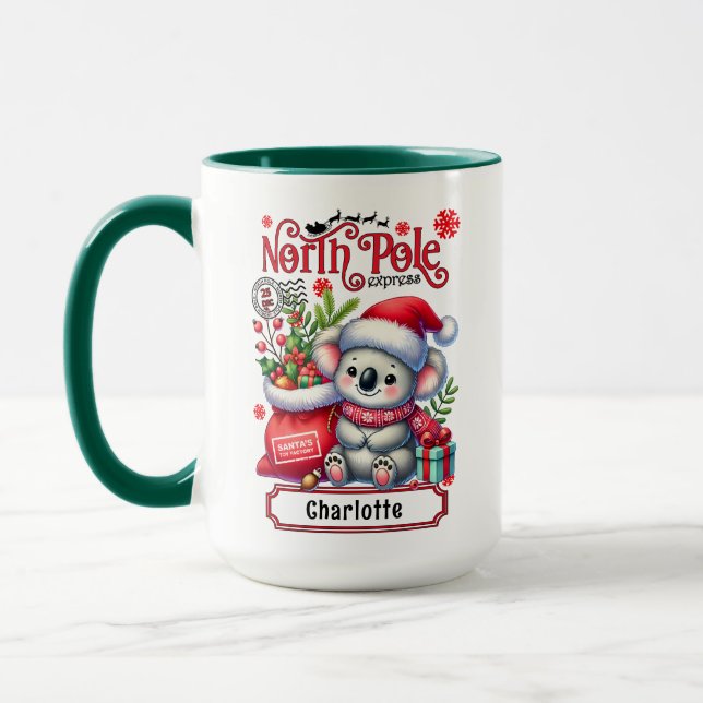 Caneca Cute Koala Chirstmas Nome Personalizado (Esquerda)