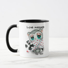 Caneca Cute Lemur Love Message - Hand-Drawn Valentine