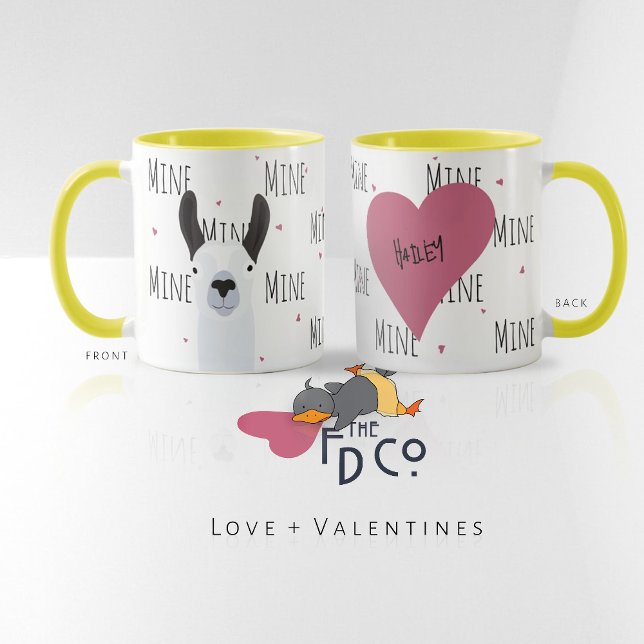 Caneca Cute Llama Llove "Mine" Café Fiend Teetotaler (Criador carregado)