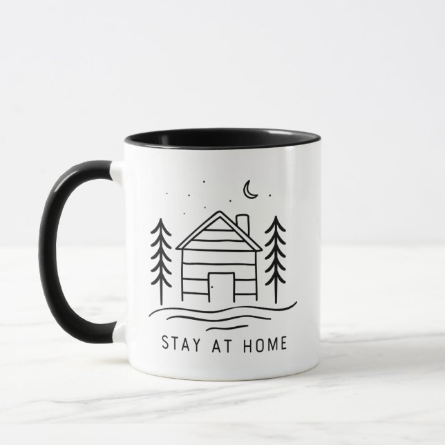 Caneca Cute Log Cabine Permaneça Em Casa (Esquerda)