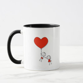 Caneca Cute Love Mug – Cartoon Couple with Red Heart