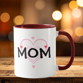 Caneca Cute MÃE Coração Vermelho Personalizar