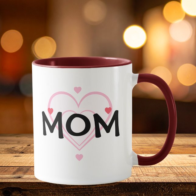 Caneca Cute MÃE CoraÃ§Ã£o Vermelho Personalizar (Personalize this mug, replace the word, Mom, with Auntie, Gram, or order as is.)