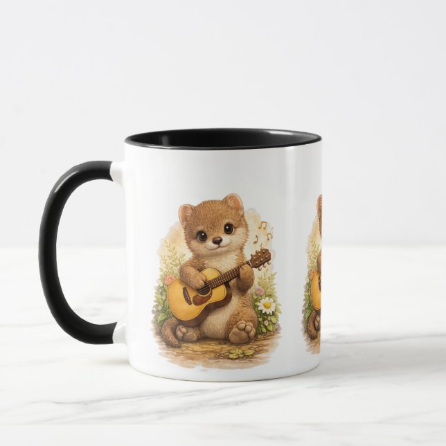 Caneca Cute Marten Guitar Mug – Musical Woodland Animal (Esquerda)