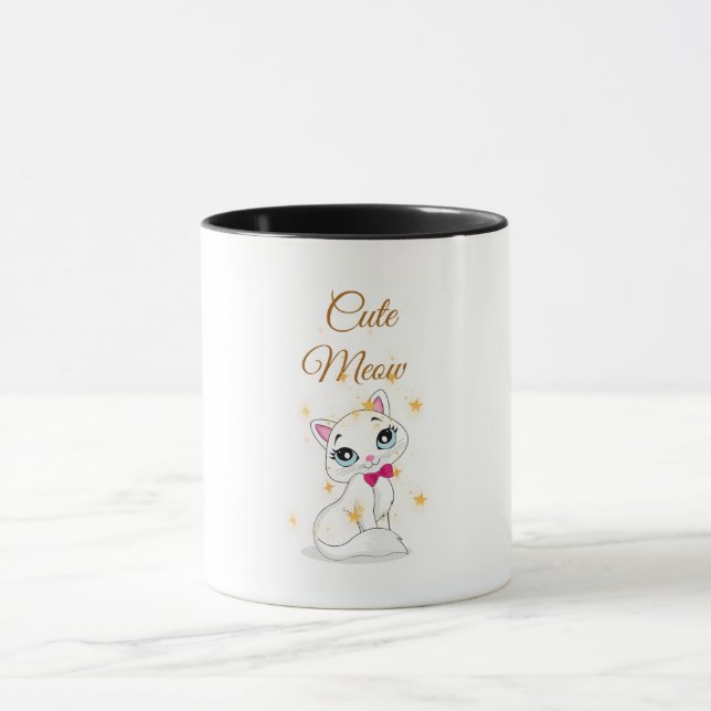Caneca Cute Meow Cat Coffee Mug (Centro)