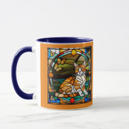 Caneca Cute Orange Tabby Stained Glass Mug