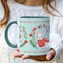 Caneca Cute Owl Penguin Nome de Férias de Natal