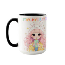 Cute Pastel Pink Hair Stay Hydrated graphic Mug
