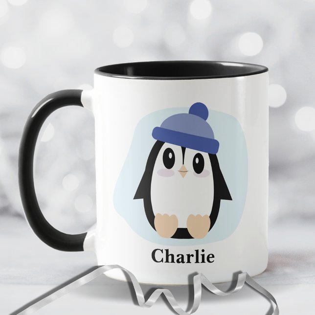 Caneca Cute Penguin with Blue Hat Christmas (Criador carregado)