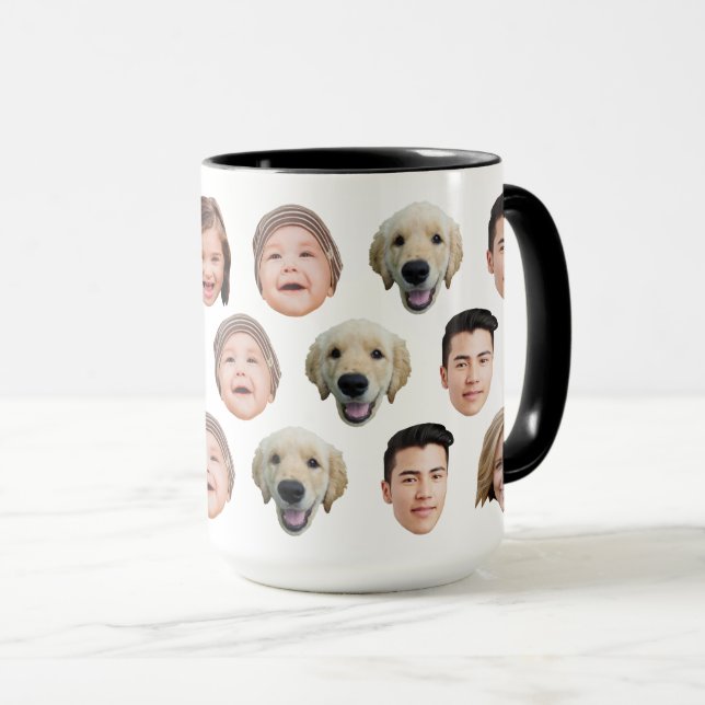 Caneca Cute Personalized Family Face 5 Photos (Frente Esquerda)