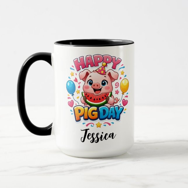Caneca Cute Pig Day Mug – Adorable Pig Lover (Esquerda)