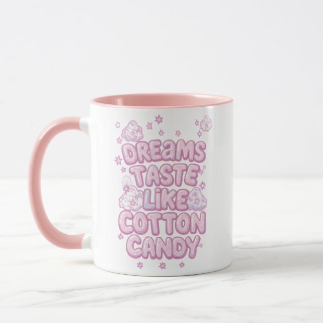Caneca Cute Pink Whimsical Dreamer Typography (Esquerda)