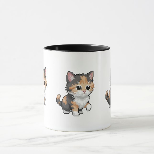 Caneca Cute Pixel Art Kitten Mug (Centro)